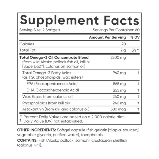 Sports Research Total Omega-3 1100mg 120 softgels Gluten Free Non-GMO