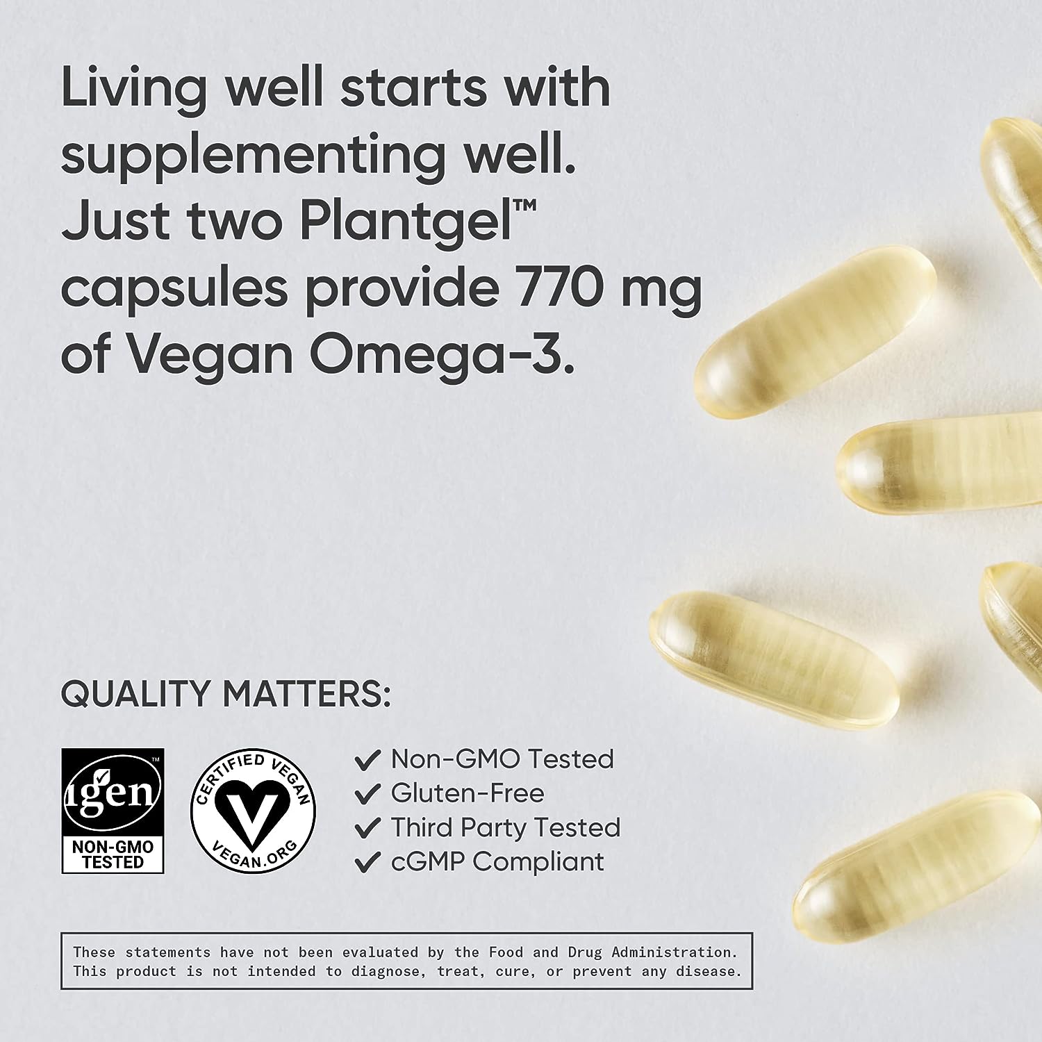 Sports Research Vegan Omega-3 from Algae Oil - Highest Levels of Vegan DHA & EPA Fatty Acids | Non-GMO Verified & Vegan Certified - 60 Veggie Softgels