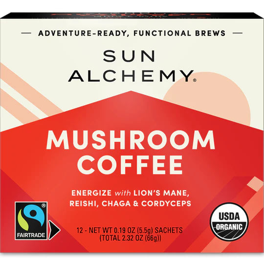 Sun Alchemy Mushroom Coffee with Lion's Mane, Reishi, Chaga & Cordyceps 12 Sachets