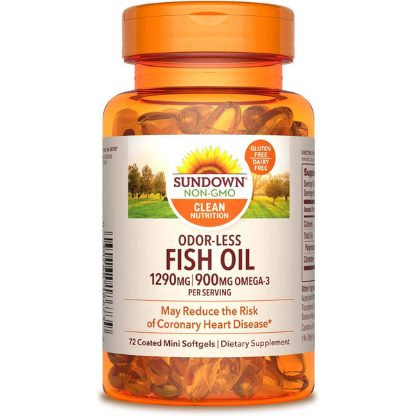 Sundown Odorless Fish Oil Omega 3 72 Coated Mini Softgels