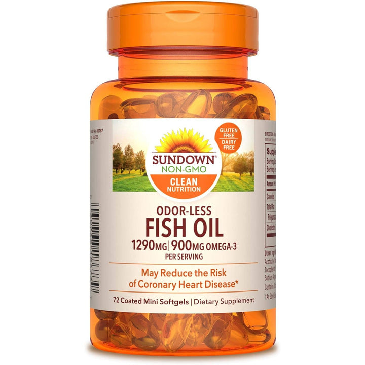 Sundown Odorless Fish Oil Omega 3 72 Coated Mini Softgels