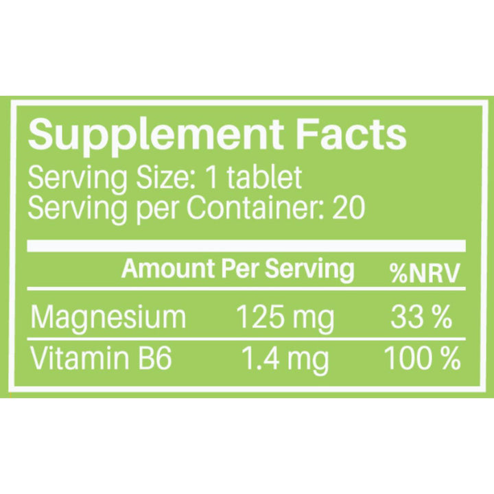 Sunshine Nutrition Magnesium + Vitamin B6 Effervescent Lemon Flavor 20 Tablets