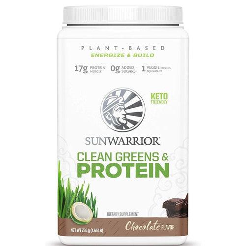 Sunwarrior Clean Greens & Protein Chocolate with Organic Superfood Keto Friendly Soy Free 750g