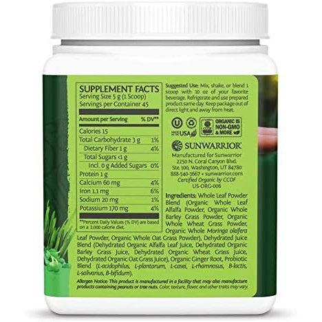 Sunwarrior Ormus Organic Supergreens Mint with Probiotics Keto Friendly Gluten Free 225g