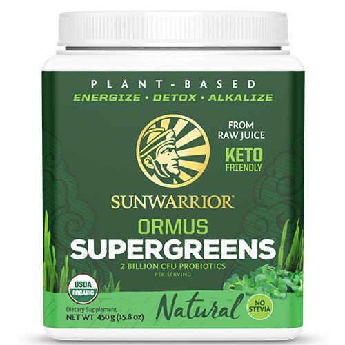 Sunwarrior Ormus Organic Supergreens Natural with Probiotics No Stevia Keto Friendly Gluten Free 225