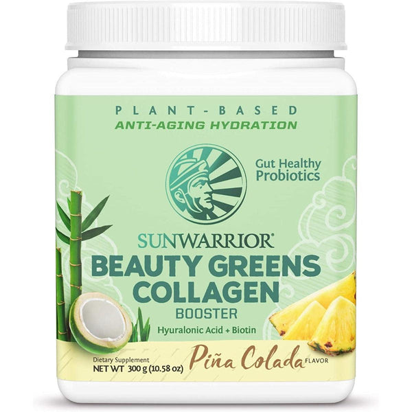 Sunwarrior Vegan Beauty Greens Collagen Booster Pina Colada Flavor with Hyaluronic Acid & Biotin 300g