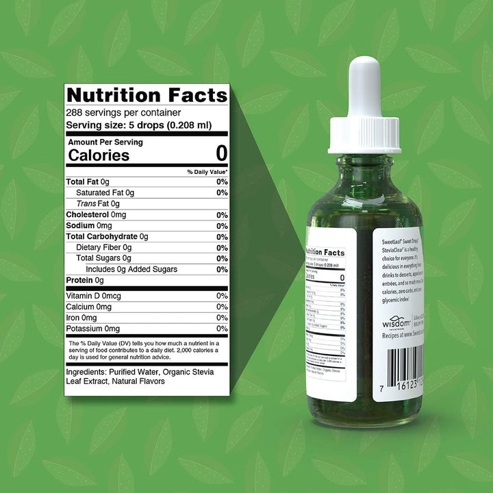 SweetLeaf Stevia Drops Clear Zero Calories Keto Friendly 60ml