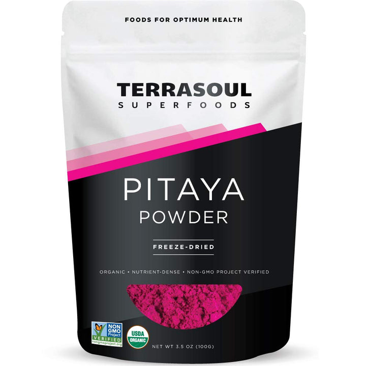 Terrasoul Superfoods Organic Dragon Fruit Powder Pink Pitaya 100g | 100% Natural | No Added Sugar