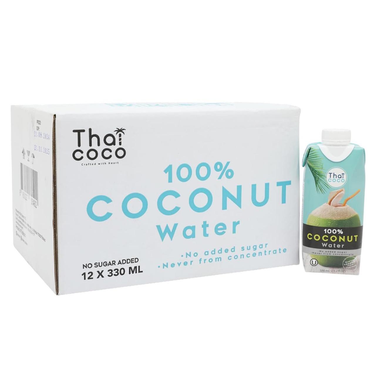 Thai Coco Coconut Water Natural 100% No Sugar Added 330 ml