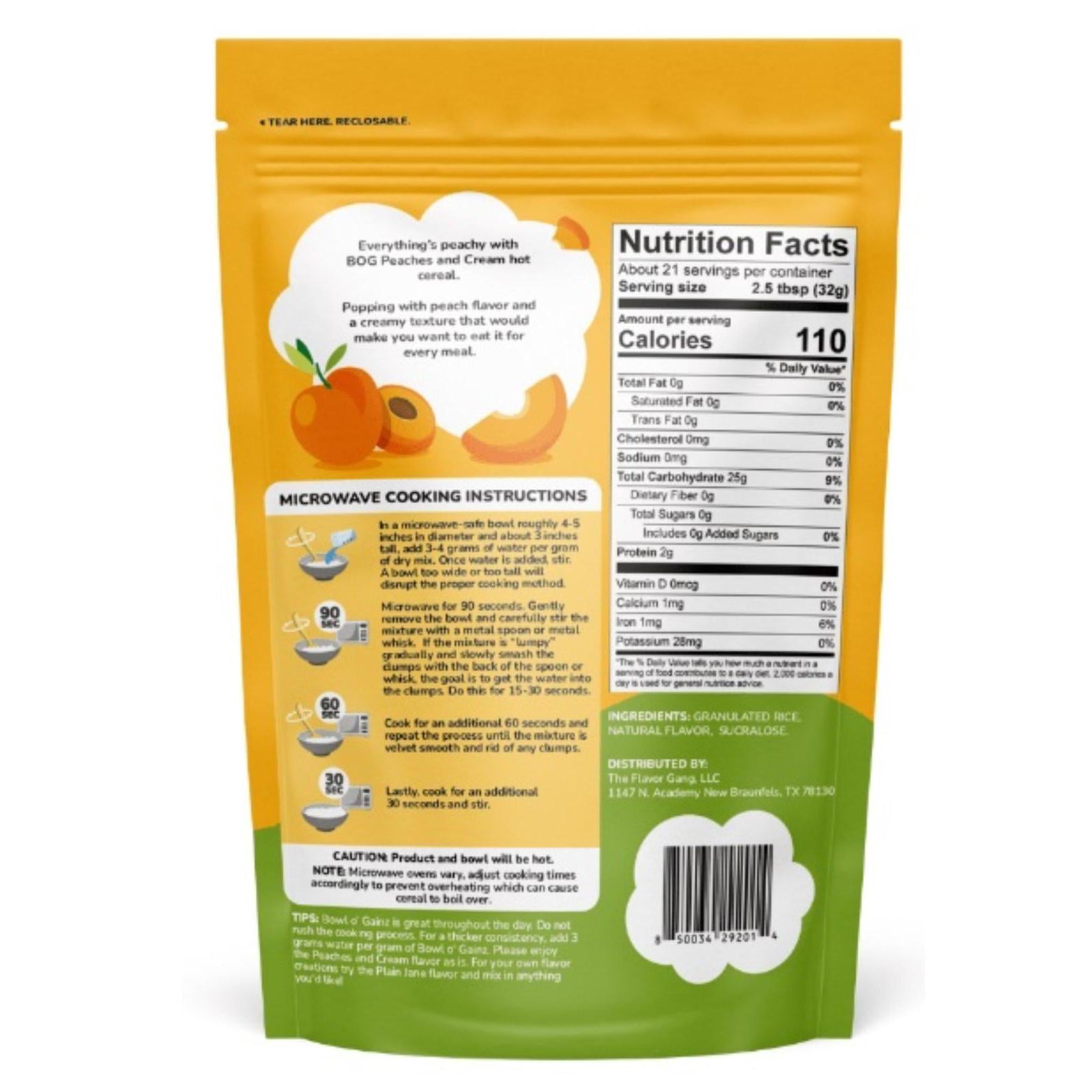 The Flavor Gang Bowl O’Gainz Hot Cereal Peaches & Cream 681g