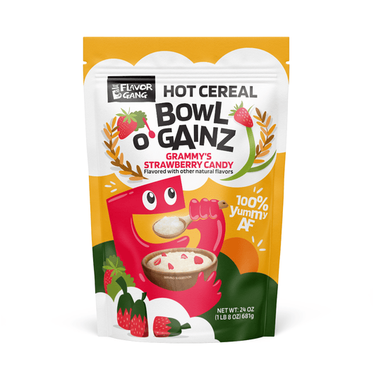 The Flavor Gang Hot Cereal BOWL O’ GAINZ Grammy's Strawberry Candy 681g