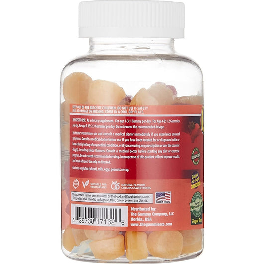 The Gummies Co Probiotic Gummy Vitamins For Kids Age 1-8 Sugar Free Gelatin Free Strawberry Orange 100 Gummies