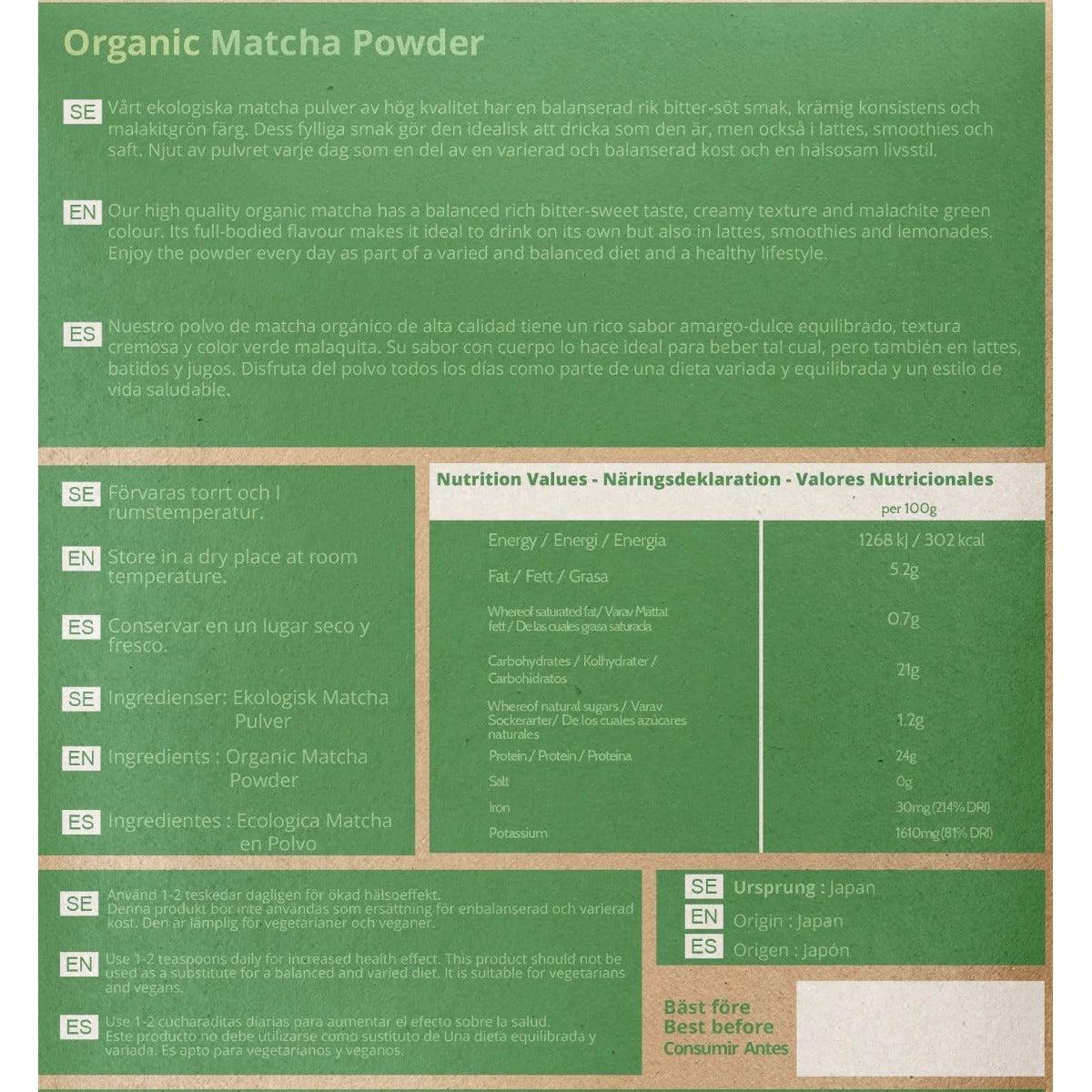 The Organic Lab Organic Matcha Powder 70g | 100% Natural | No Added Sugar