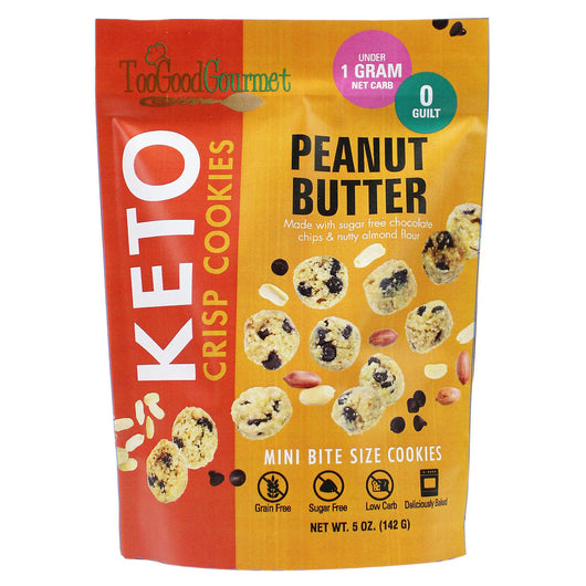 Too Good Gourmet KETO Crispy Bite Sized Peanut Butter Cookies Sugar Free Gluten Free 142g