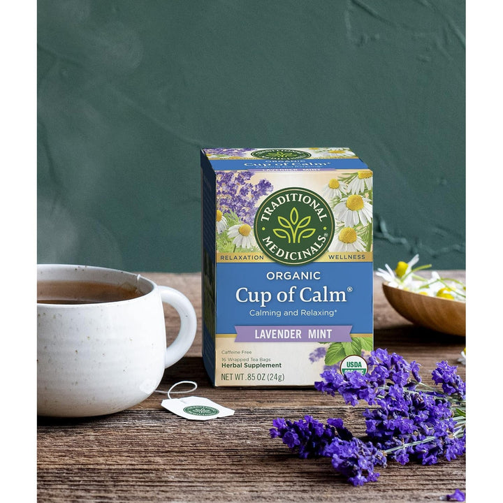 Traditional Medicinals Organic Cup of Calm Tea Lavender Mint 16 bags