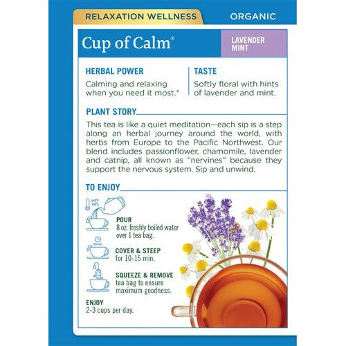 Traditional Medicinals Organic Cup of Calm Tea Lavender Mint 16 bags