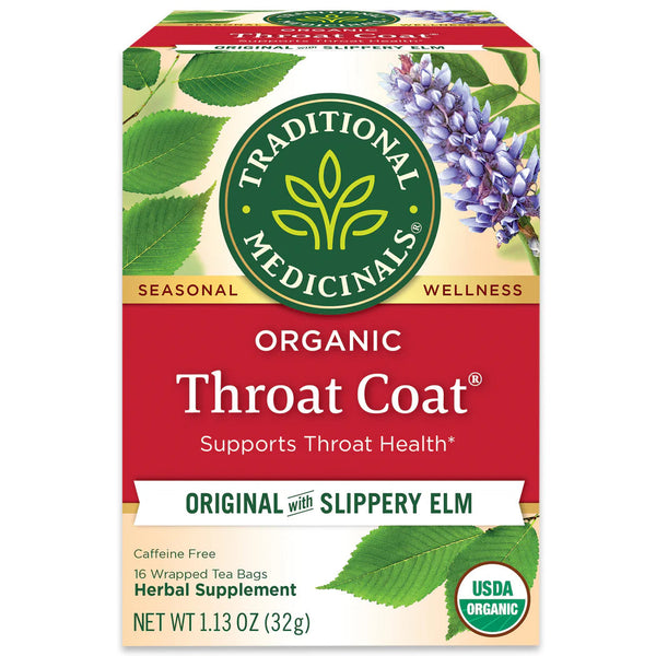 Traditional Medicinals Organic Throat Coat Tea With Organic Slippery Elm Bark and Licorice Root 16 bags