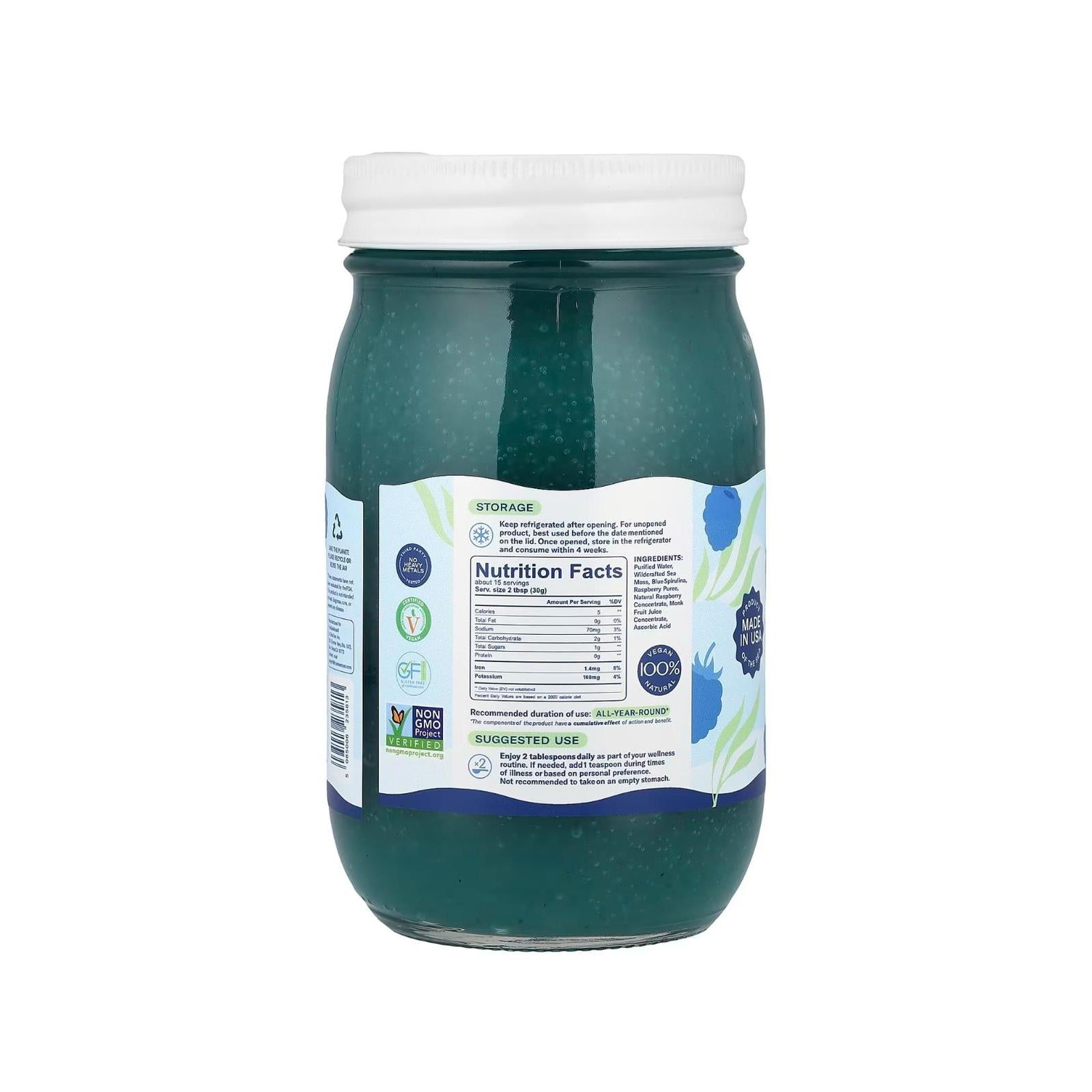 True Sea Moss Natural Superfood Blue Spirulina and Raspberry (473 ml)