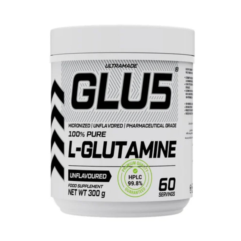 Ultramade GLU5 L-Glutamine Powder Unflavoured 300g 100% Pure Micronized & Pharmaceutical Grade