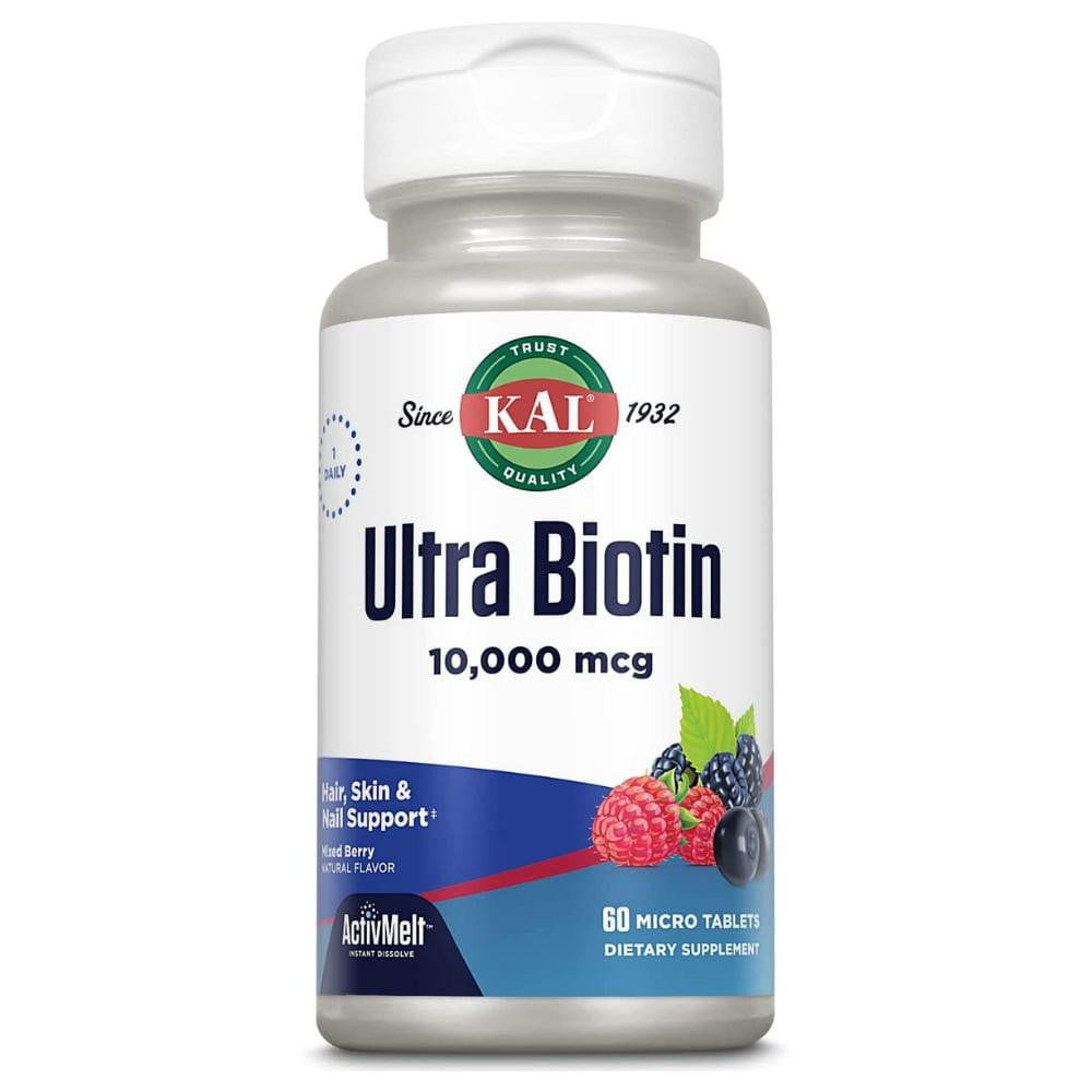 KAL Ultra Biotin 10,000 mcg ActivMelt Hair, Skin & Nail Support 60 Micro Tablets
