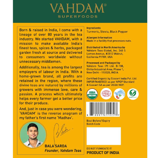 VAHDAM Organic Turmeric Classic Latte Mix Golden Milk Powder 100g