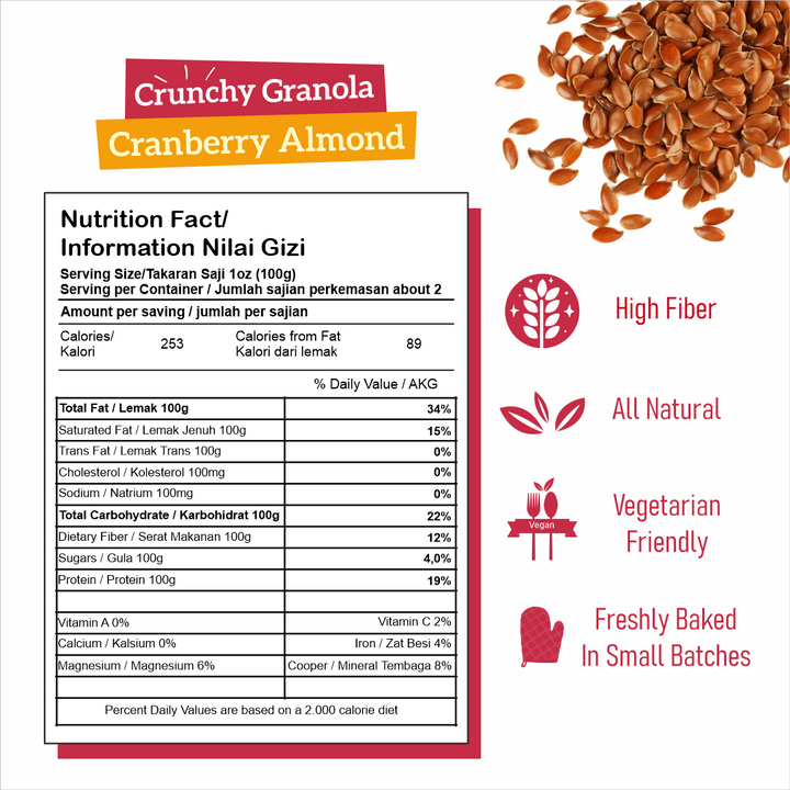 VERLIN Crunchy Granola Cranberry Almond 200g