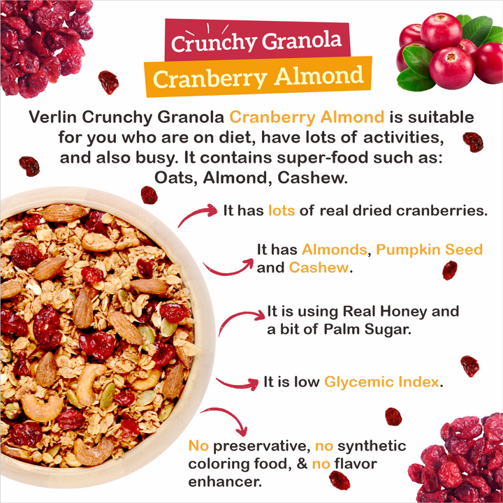 VERLIN Crunchy Granola Cranberry Almond 200g