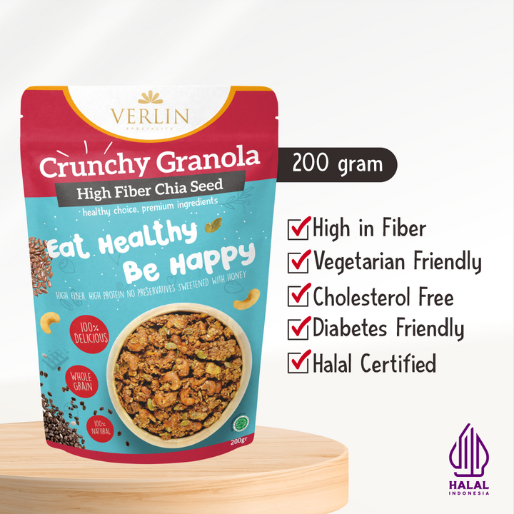 VERLIN Crunchy Granola High Fiber Chia Seed 200g