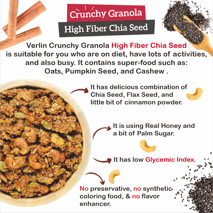 VERLIN Crunchy Granola High Fiber Chia Seed 200g