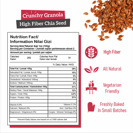 VERLIN Crunchy Granola High Fiber Chia Seed 200g