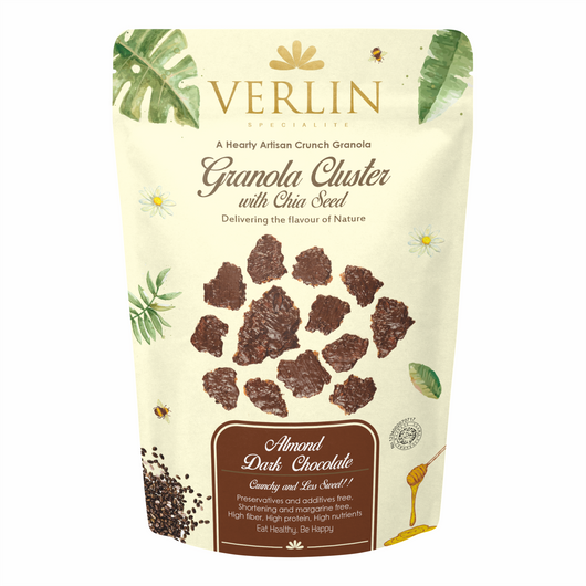 VERLIN Granola Cluster with Chia Seed, Almond & Dark Chocolate 150g