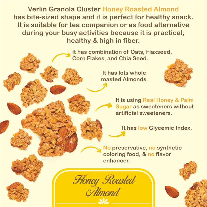 VERLIN Granola Cluster with Chia Seed Honey Roasted Almond 150g