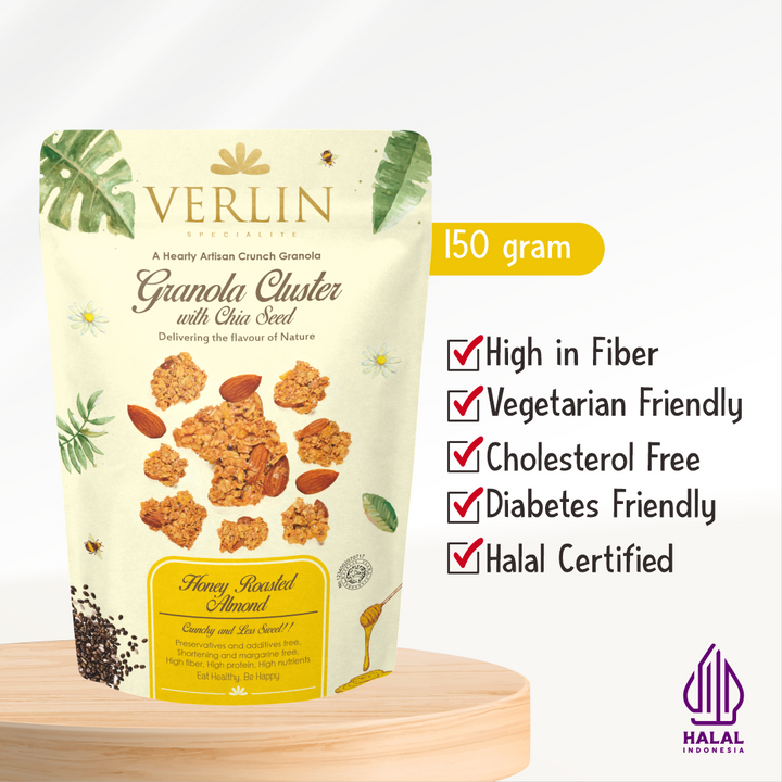 VERLIN Granola Cluster with Chia Seed Honey Roasted Almond 150g