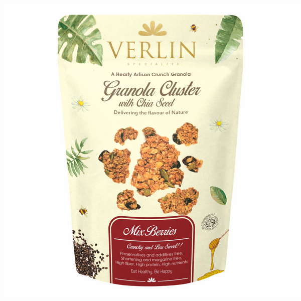 VERLIN Granola Cluster with Chia Seed Mix Berries 150g