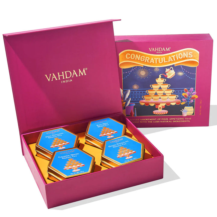 Vahdam Congratulations, Premium Tea Gift Set, 4 Teas