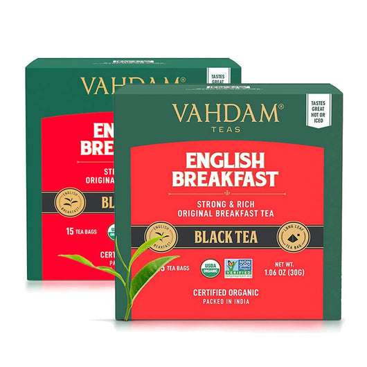 Vahdam India English Breakfast Organic Black Tea (30 Pyramid Tea Bags)