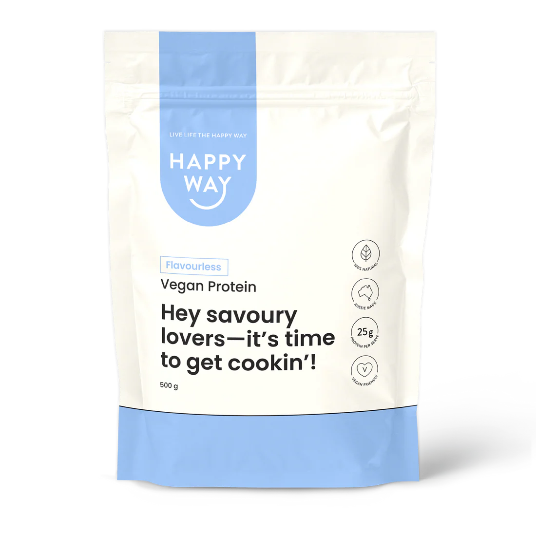 هابي واي مسحوق بروتين نباتي صافي بدون نكهة 500 جرام