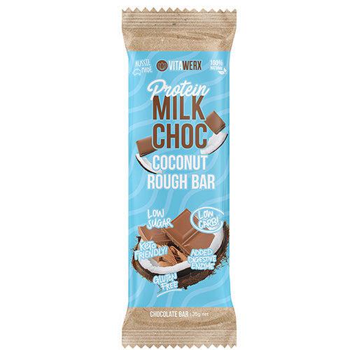 Vitawerx Protein Milk Chocolate Coconut Rough Bar Keto Friendly Low carb Gluten Free with Digestive