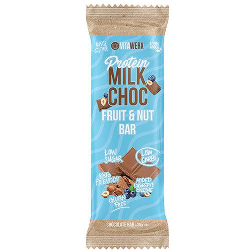 Vitawerx Protein Milk Chocolate Fruit & Nut Bar Keto Friendly Low carb Gluten Free with Digestive Enzymes 35g
