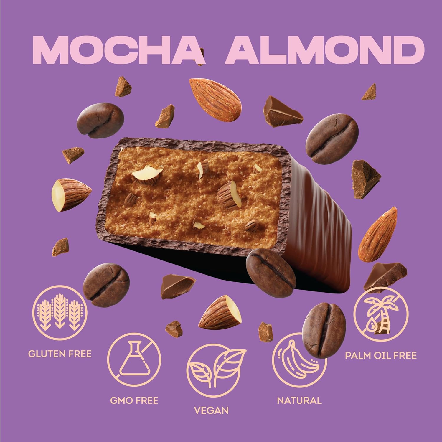 Vive Mocha Almond Protein Bars – Vegan, High Fibre, Dairy-Free 49g