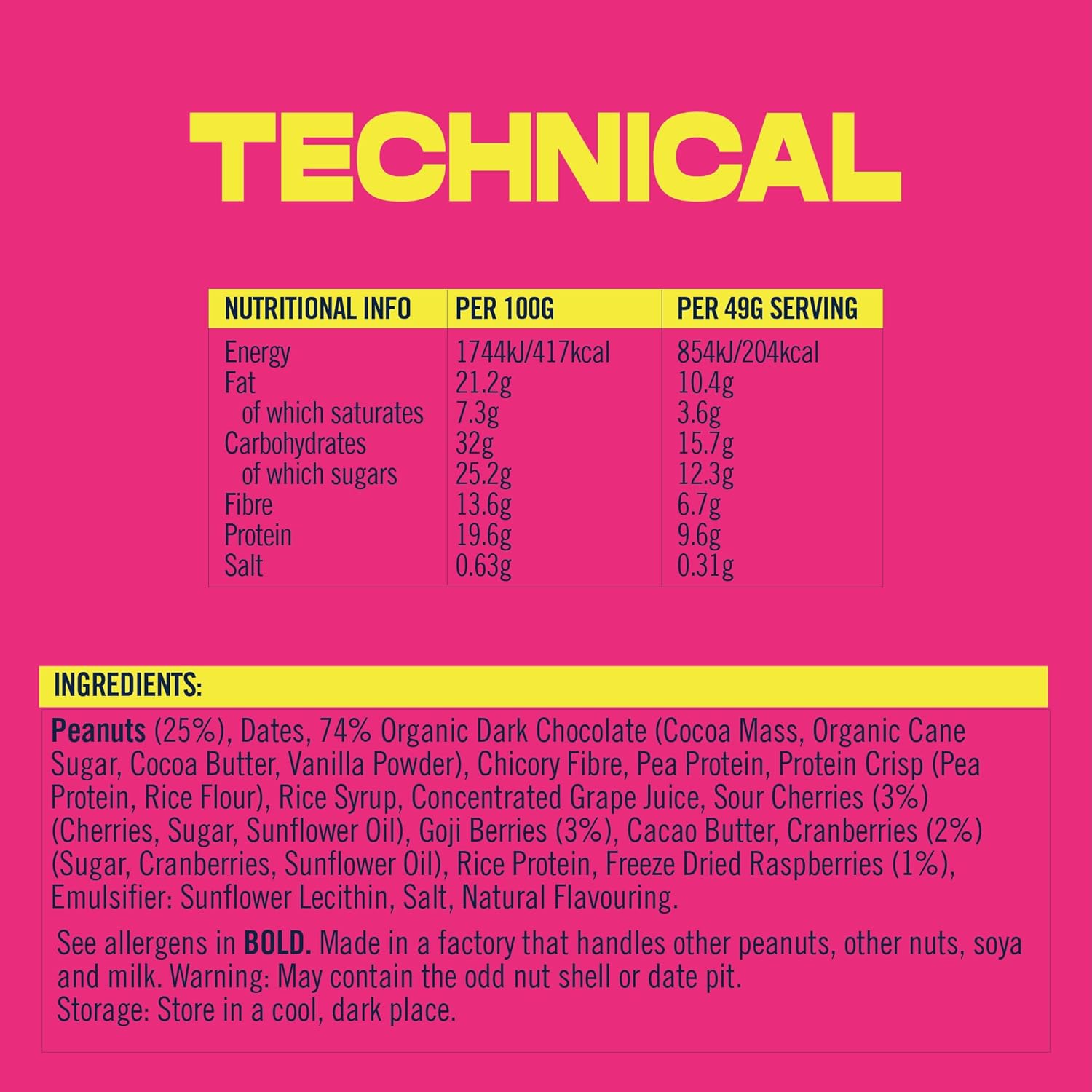 Vive Peanut Butter Jelly Protein Bar – Dark Chocolate Coated, Vegan, High Fibre Snacks