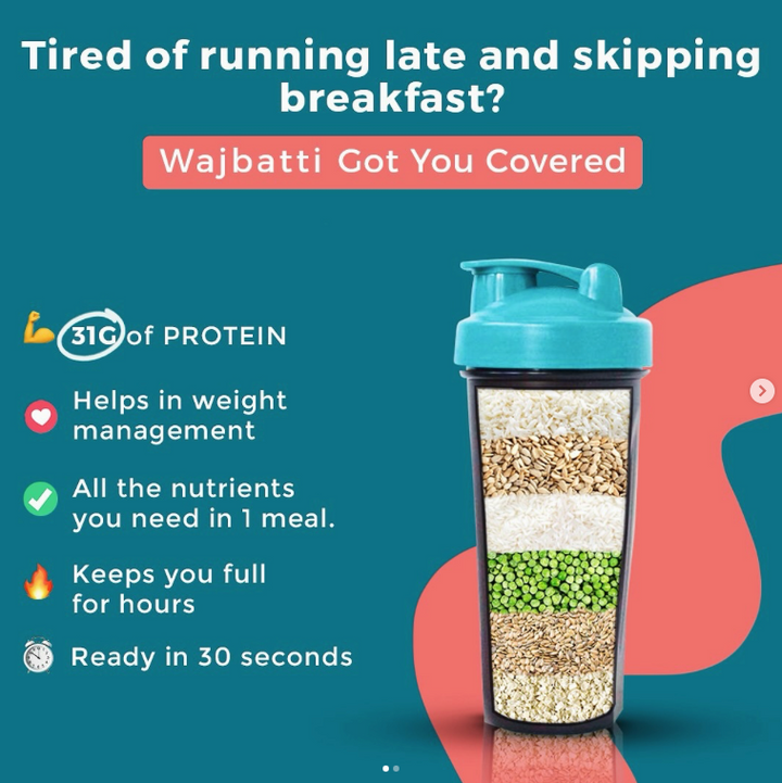 Wajbatti Complete Meal Replacement Powder With 31g Protein, 26+ Essential Vitamins, Minerals and Omega-3 Vegan 1.5 Kg