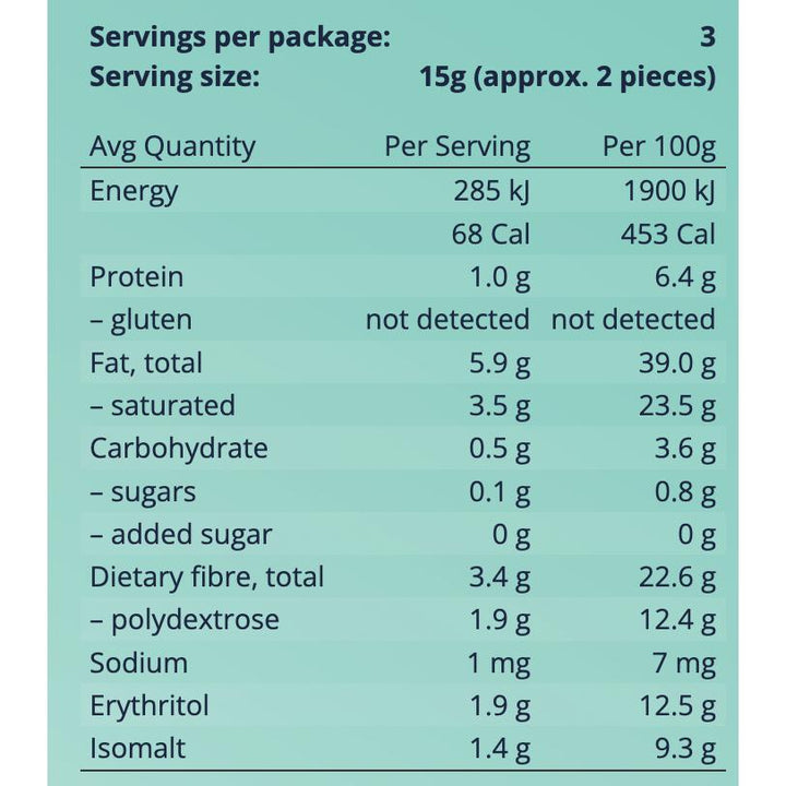 Well Naturally KETO No Added Sugar Gluten Free Dark Chocolate Mint Crisp 45g