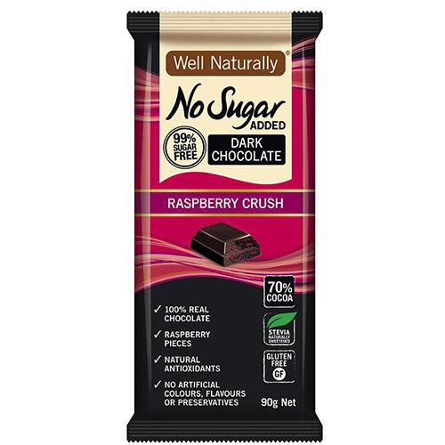 Well Naturally KETO No Added Sugar Gluten Free Dark Chocolate Raspberry Crush 90g