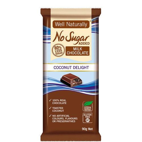 Well Naturally KETO No Added Sugar Gluten Free Milk Chocolate Coconut Delight 90g