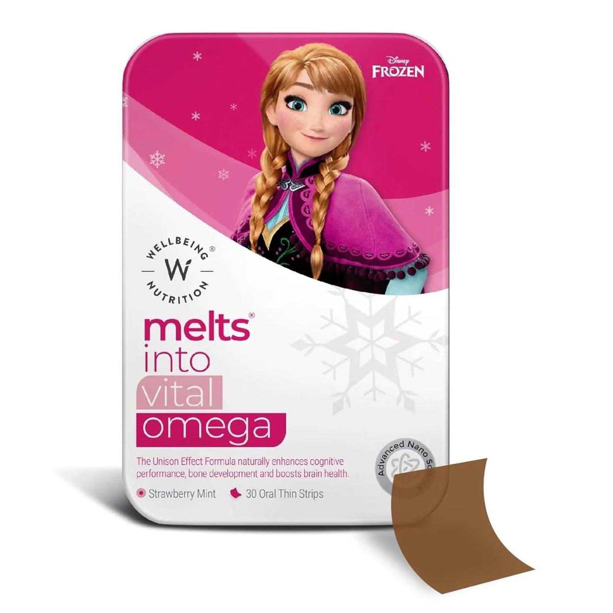 Wellbeing Nutrition Melts Into Vital Omega 3 Thin Strips For Kids - Strawberry Mint Flavour, 60 g