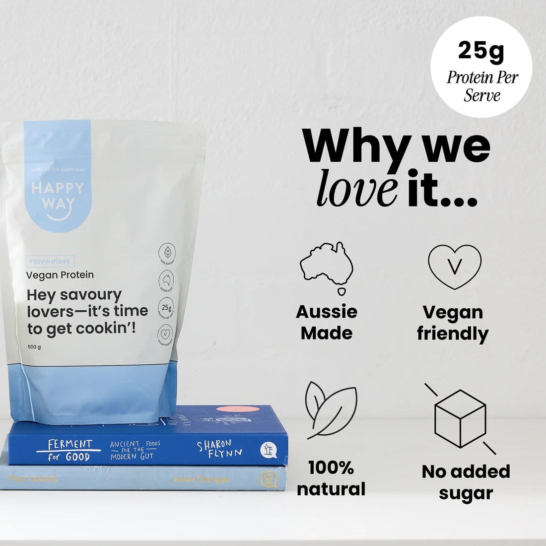 هابي واي مسحوق بروتين نباتي صافي بدون نكهة 500 جرام