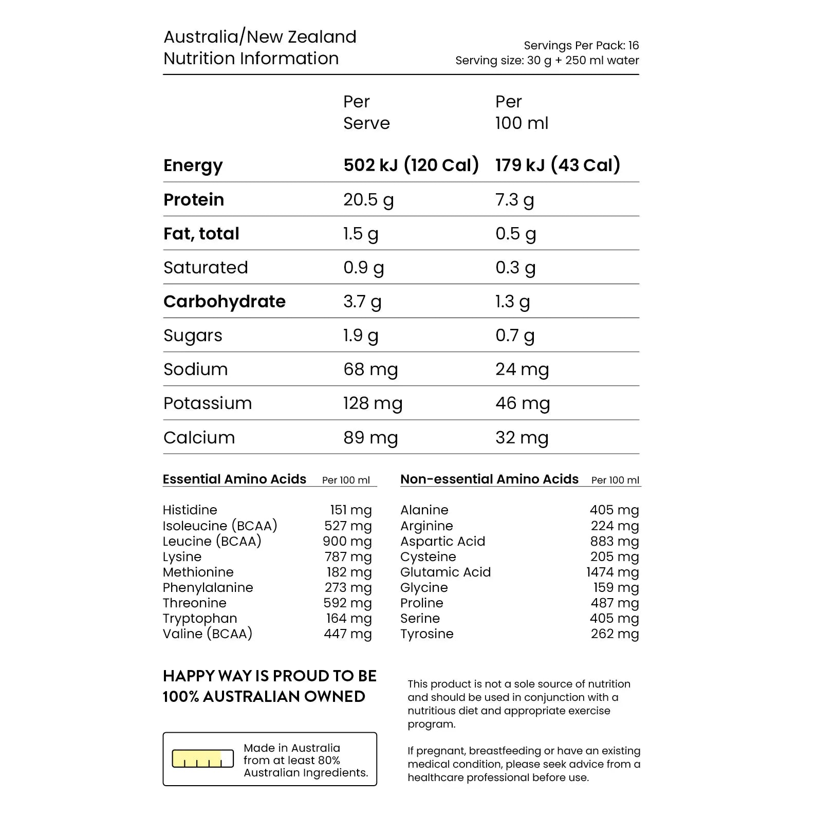 هابي واي مسحوق بروتين مصل اللبن العضوي الطبيعي بالكامل - عسل مانوكا (إصدار محدود) 500 جرام