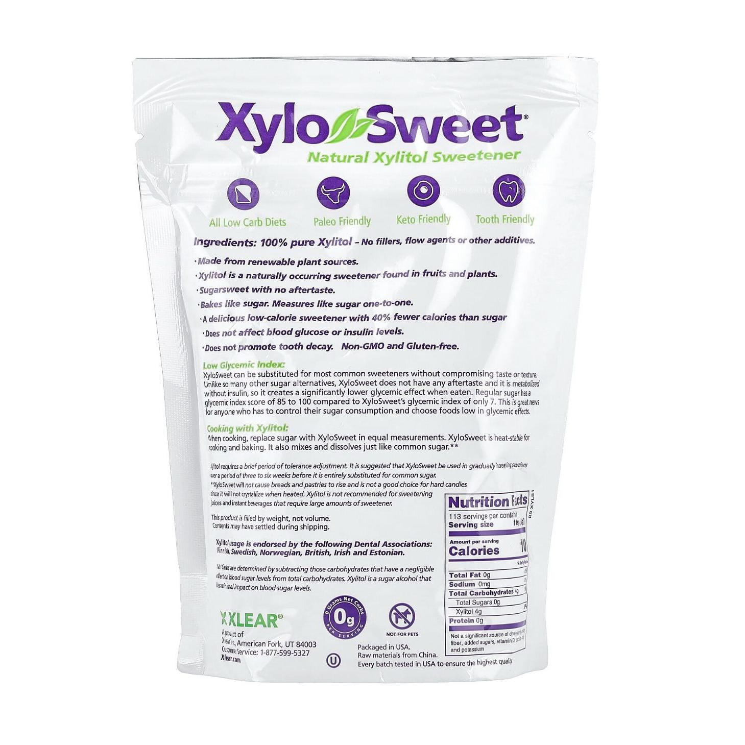 Xlear XyloSweet Non-GMO Xylitol Sweetener - Natural Sweetener Sugar Substitute KETO Friendly 454g