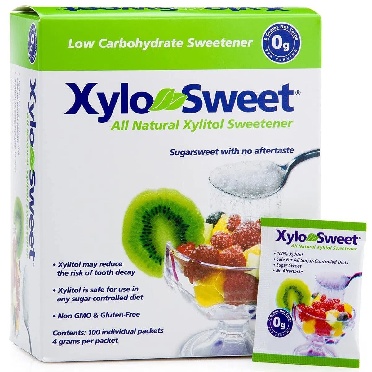 Xylo Sweet 100% Xylitol Natural Sweetener 4gm Packets 100 Packet